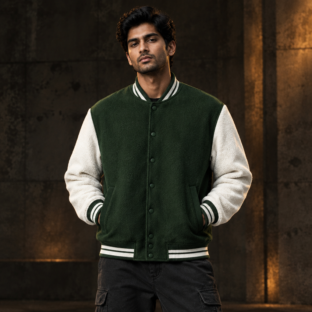 Varsity Jacket Bottle Green model preview
