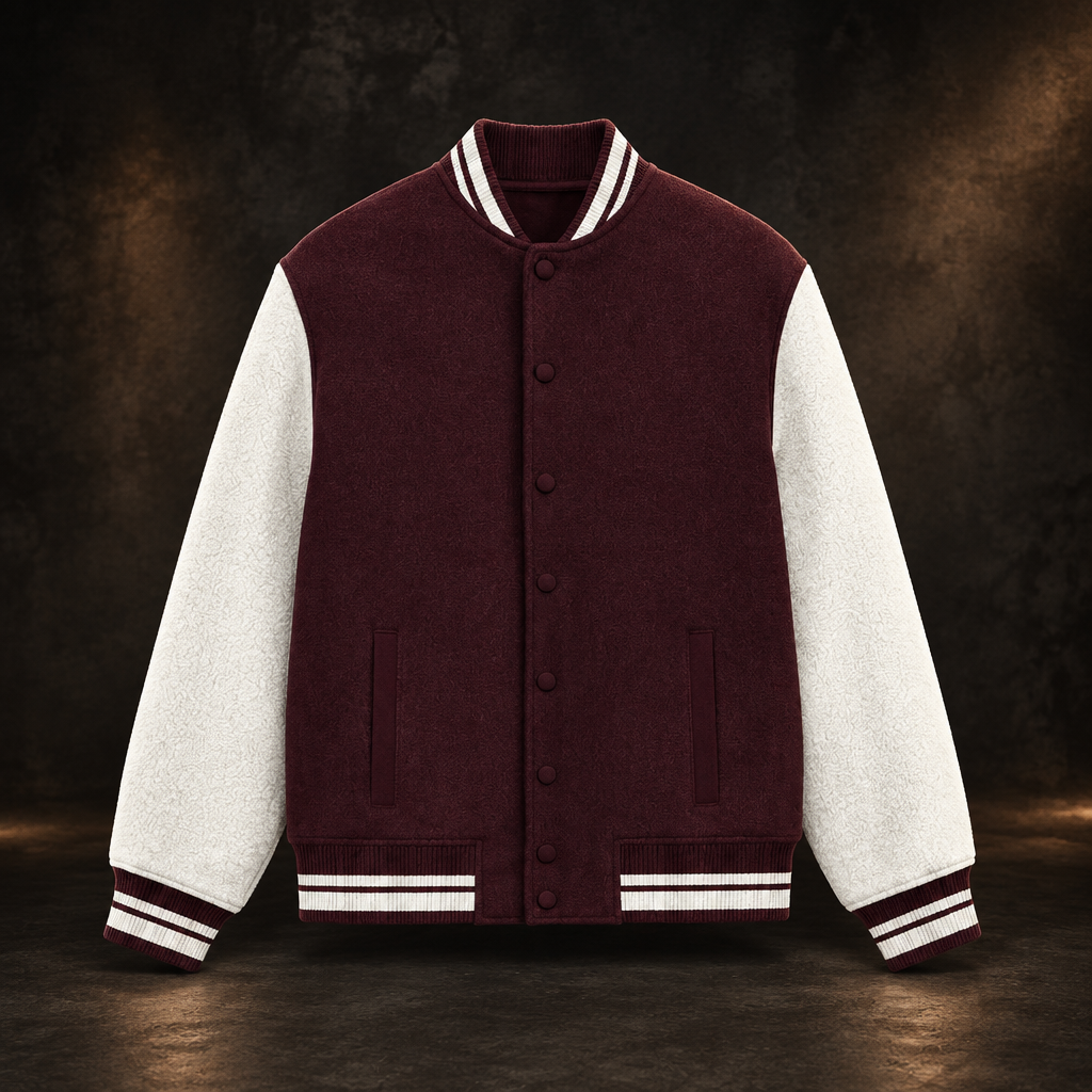 Varsity Jacket Maroon design-first preview