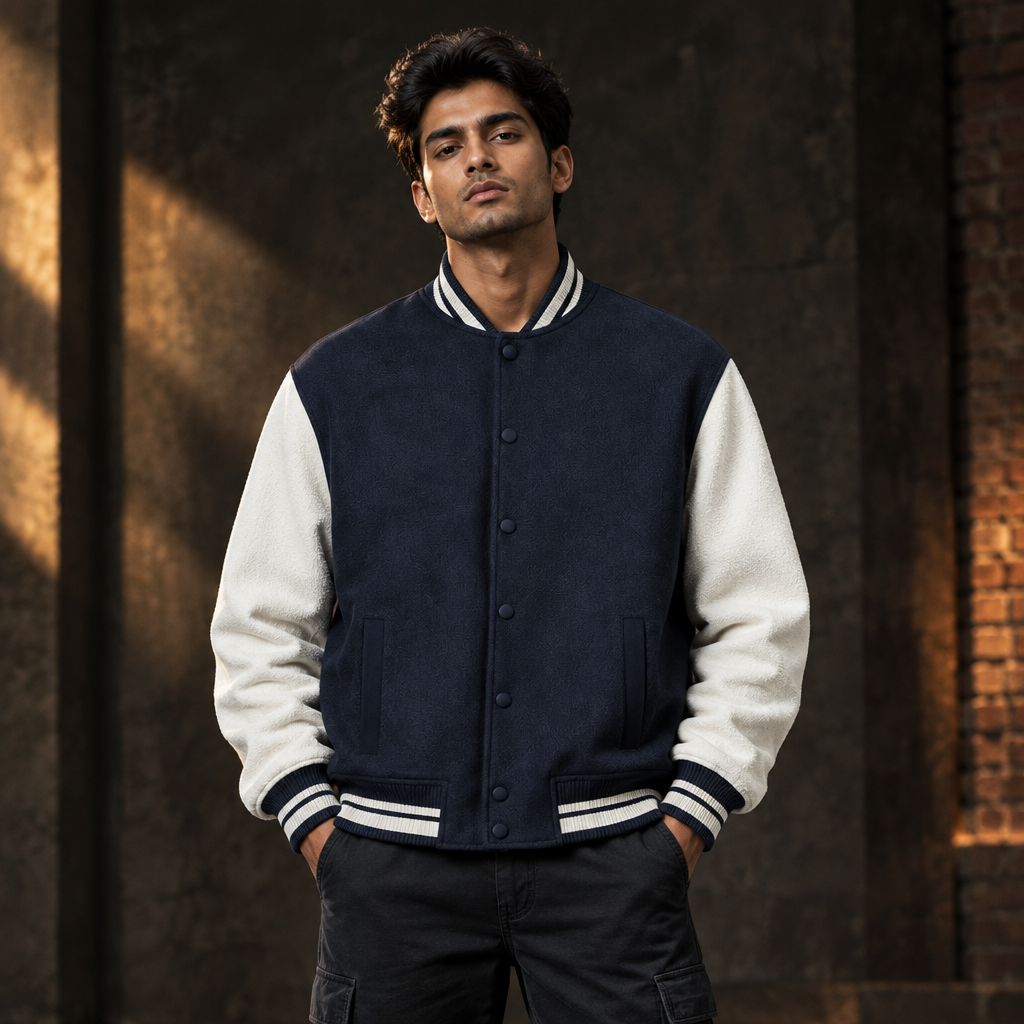 Varsity Jacket Navy Blue model preview